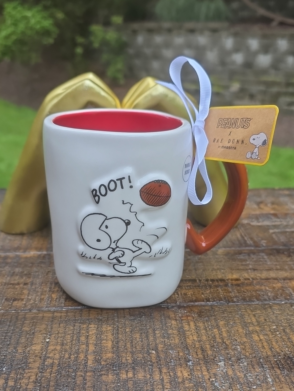 Rae Dunn Peanuts Snoopy Football Season 'BOOT!' Mug